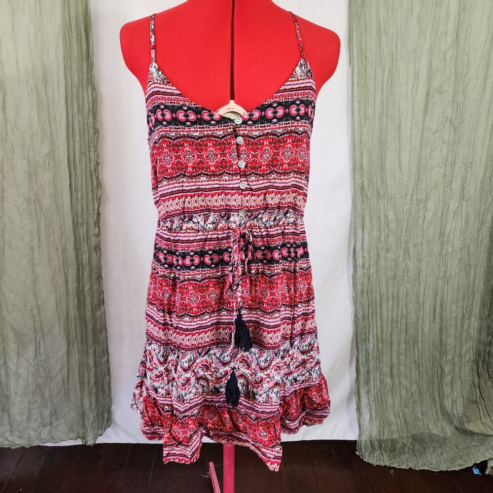 Cushe Red Lightweight Spaghetti Strap Mini Short Summer Dress Size M